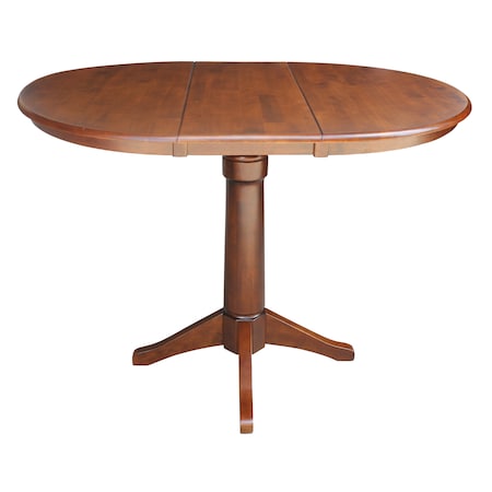 International Concepts Round 36 in Rd Top Pedestal Table, 12 in Leaf, 40.9 inH, Adjustable Height, Espresso, 36 in W, 48 in L K581-36RXT-27B-6B-2